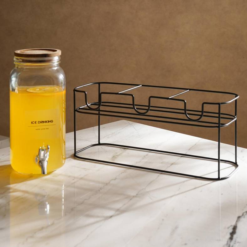 hurley 3-piece drink dispenser with metal stand 2.2l - clear