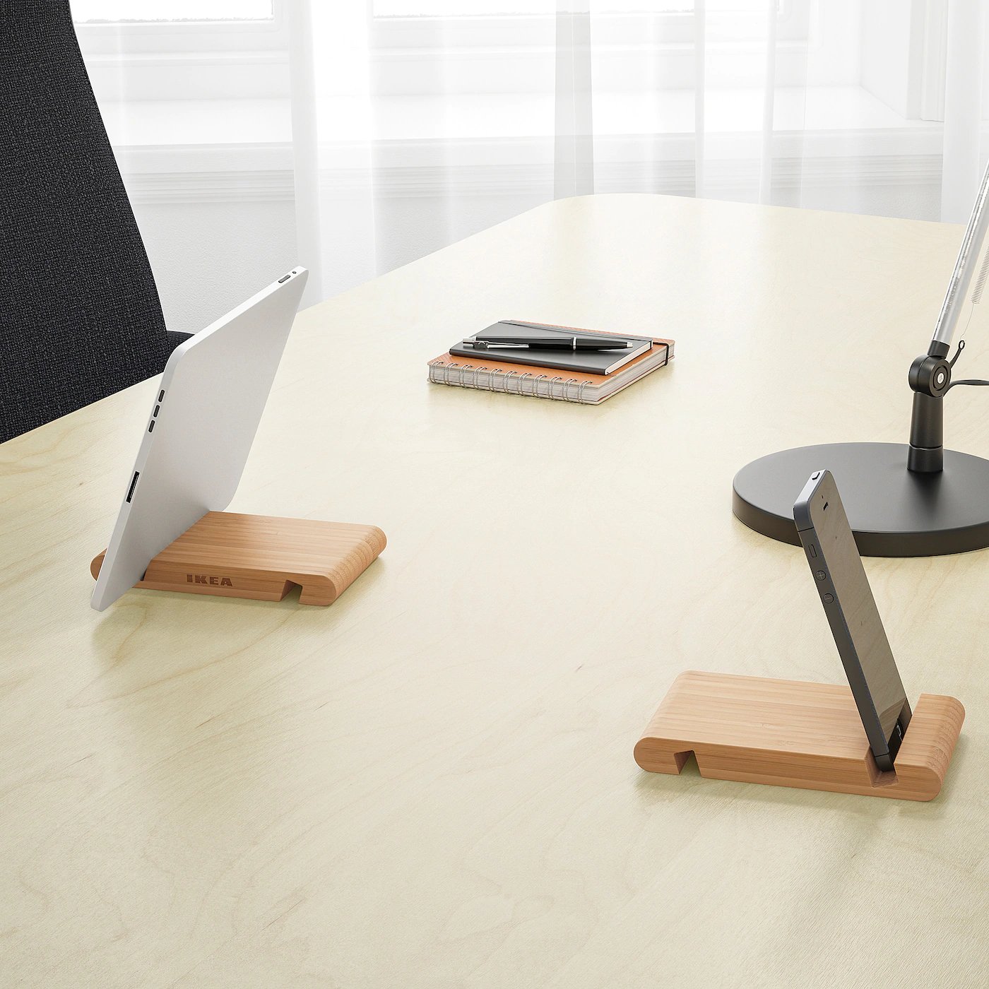 BERGENES
Holder for mobile phone/tablet, bamboo