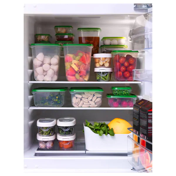 PRUTA
Food container, set of 17, transparent, green