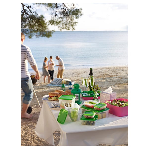 PRUTA
Food container, set of 17, transparent, green