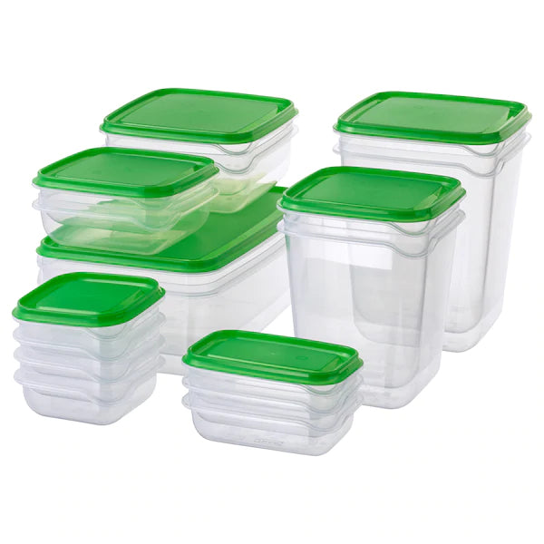 PRUTA
Food container, set of 17, transparent, green