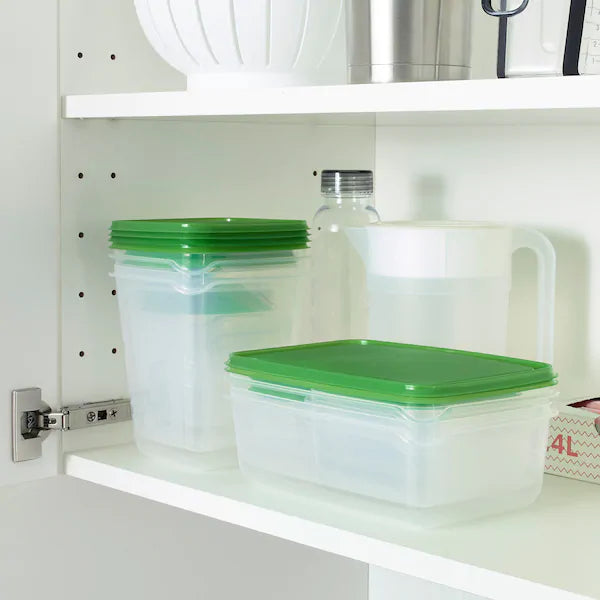 PRUTA
Food container, set of 17, transparent, green