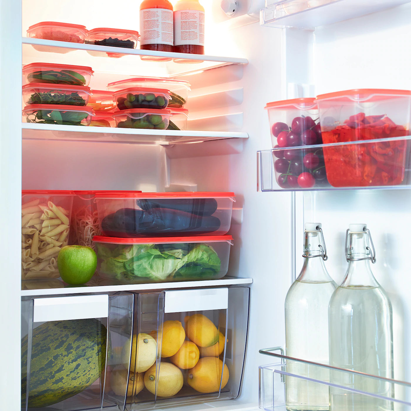 PRUTA
Food container, set of 17, transparent, green