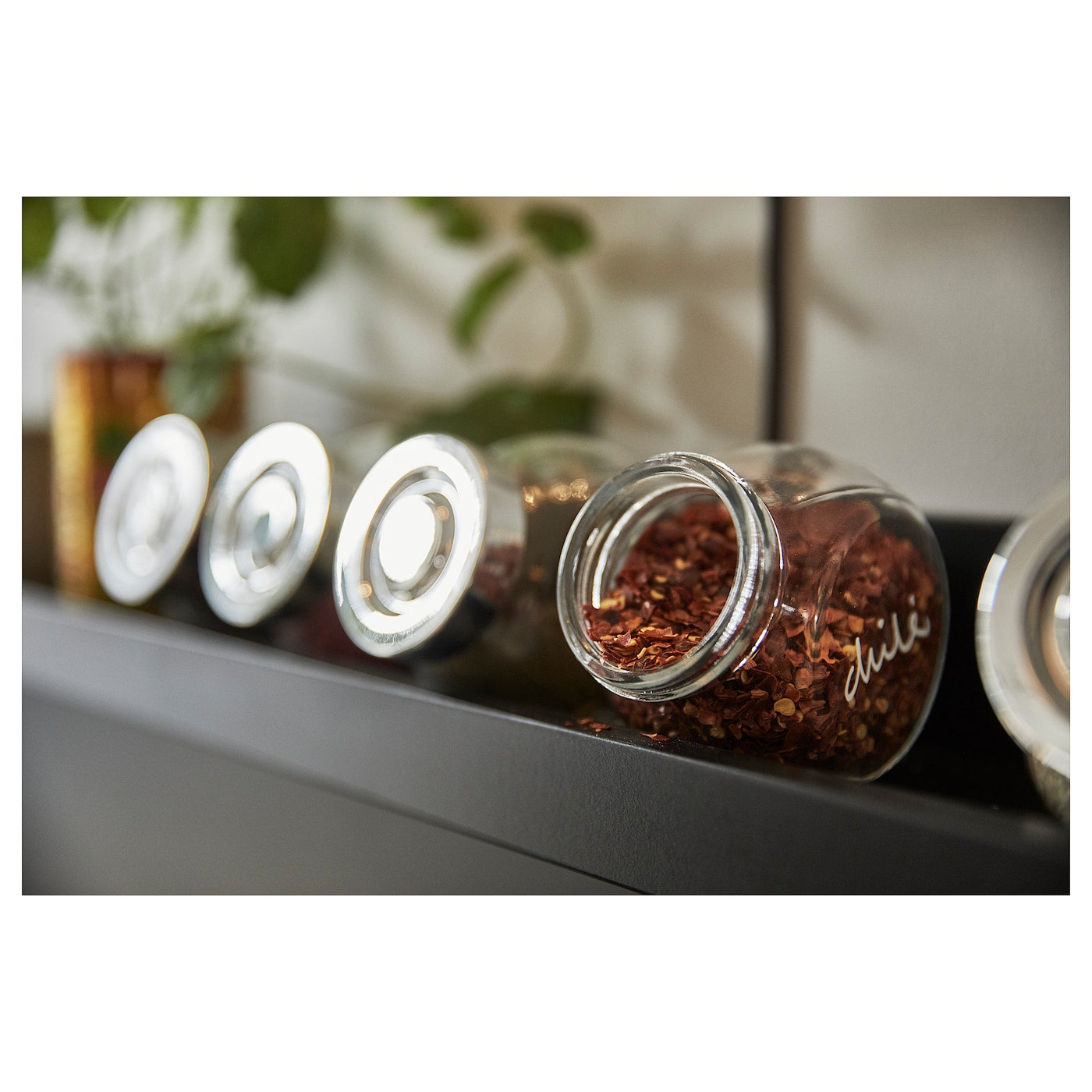 RAJTAN
Spice jar, glass, aluminium-colour, 15 cl/4 pack