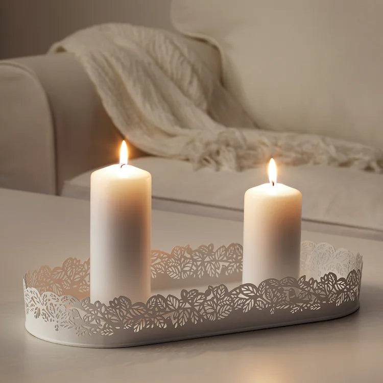 SAMVERKA
Candle dish, oval white 35x15 cm