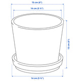 PLANT POT WITH SAUCER, 12 CM