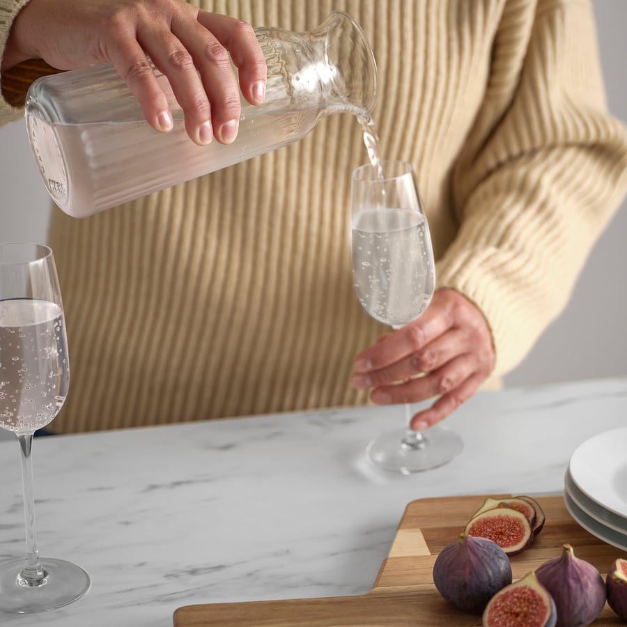 VARDAGEN
Carafe, clear glass/patterned, 1.0 l