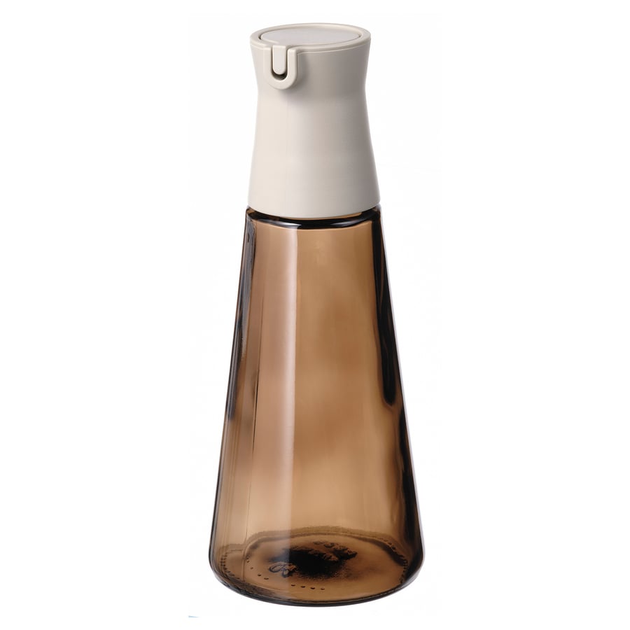 HALVTOM
Bottle with pour spout, glass/brown, 19 cm