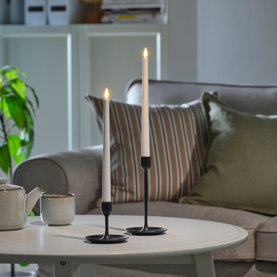 SMÅLOM
LED taper candle, battery-operated white