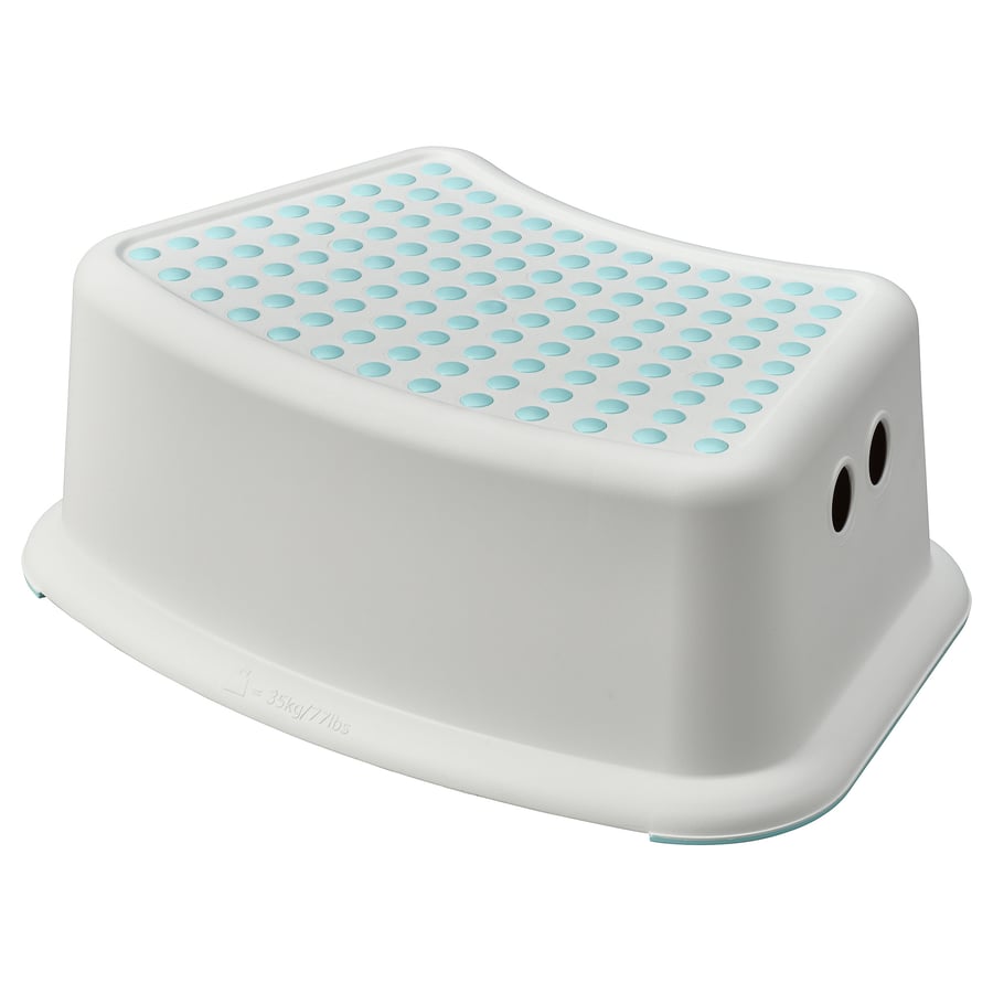 FÖRSIKTIG Children's stool, white/turquoise