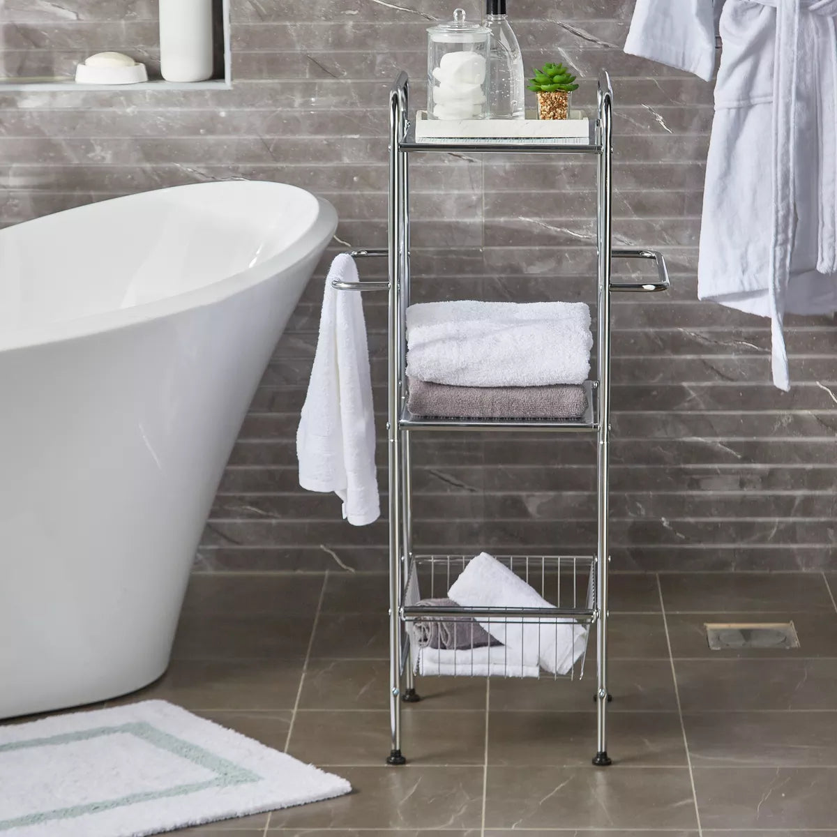 Stella 3-Tier Engraved Bathroom Storage Rack