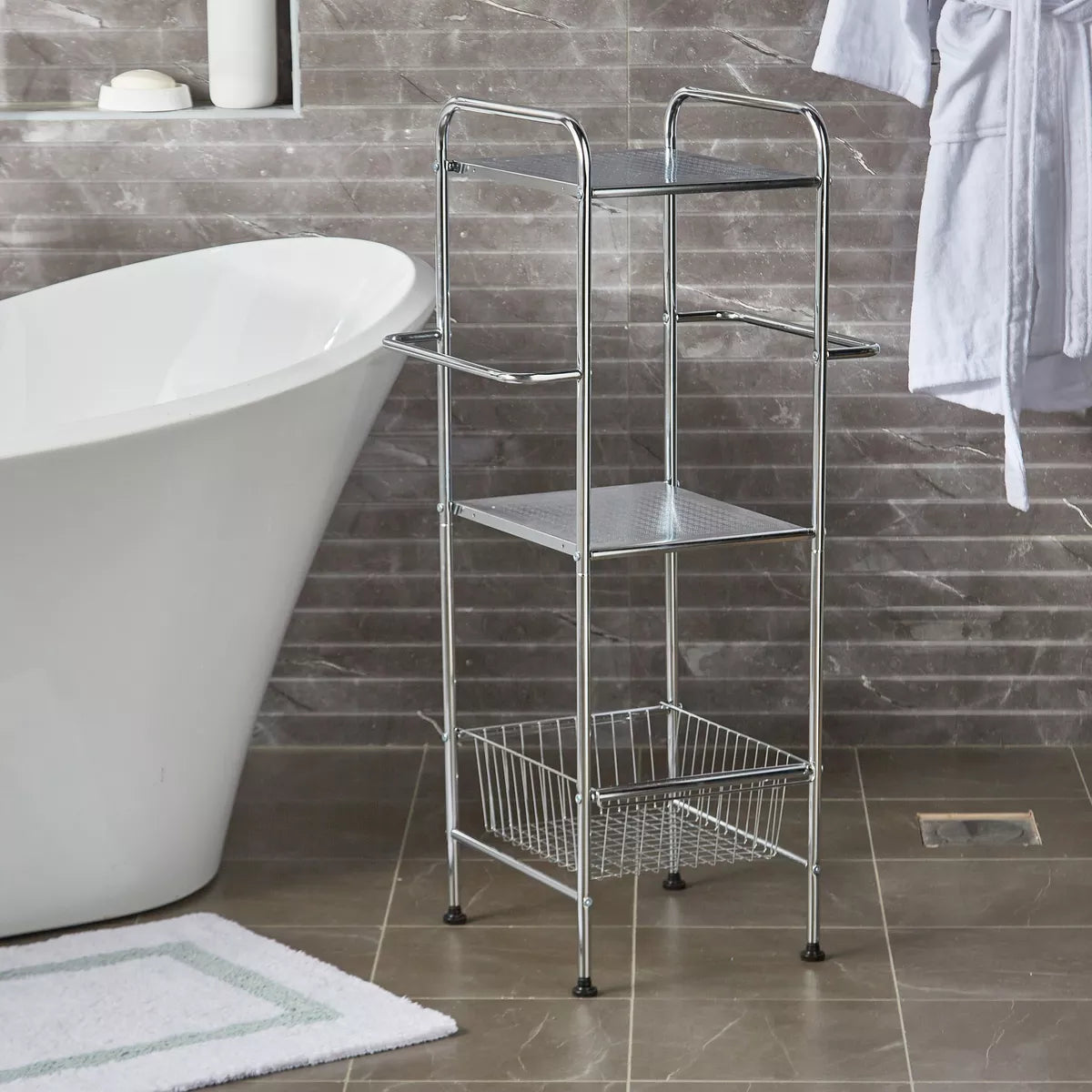 Stella 3-Tier Engraved Bathroom Storage Rack