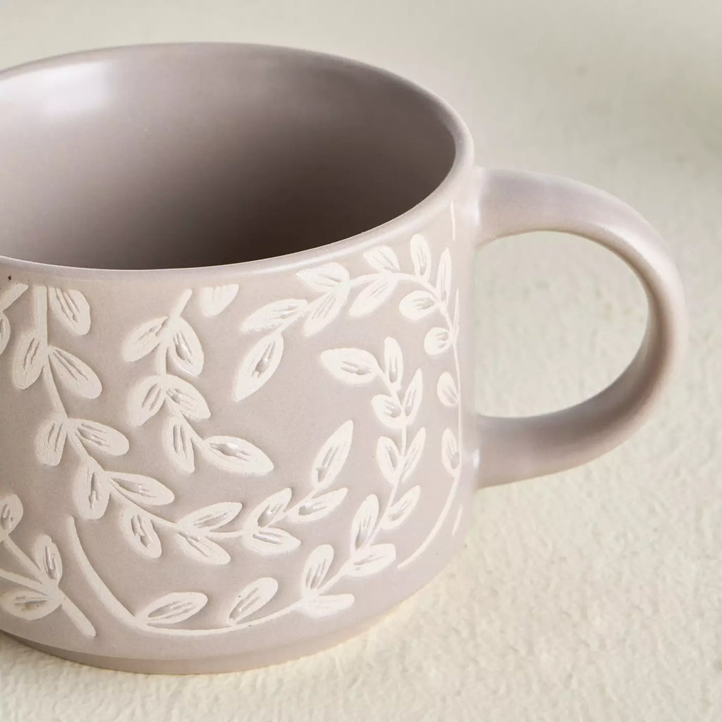 Tessa 4-Piece Ceramic Mug Set with Stand - 320 ml