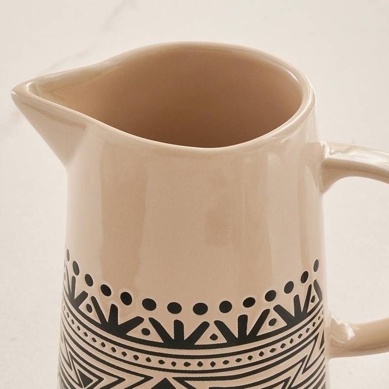 eleni ethnic pitcher 1l -black & beige
