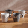 foliage 4-piece mug set 400ml - grey & white