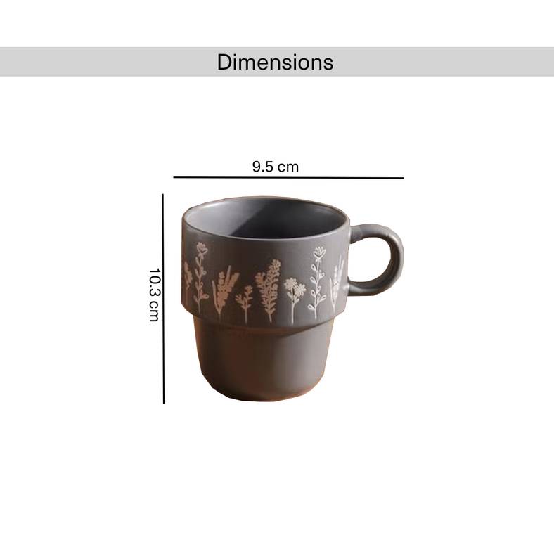 foliage 4-piece mug set 400ml - grey & white
