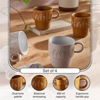 foliage 4-piece mug set 400ml -yellow ochre & white