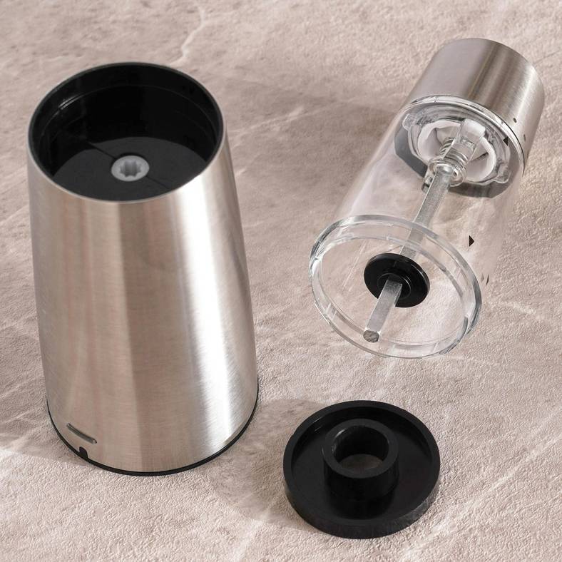 Tova base rechargeable gravity salt/pepper mill set 16x8x21cm -chrome & black