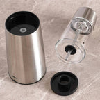 Tova base rechargeable gravity salt/pepper mill set 16x8x21cm -chrome & black