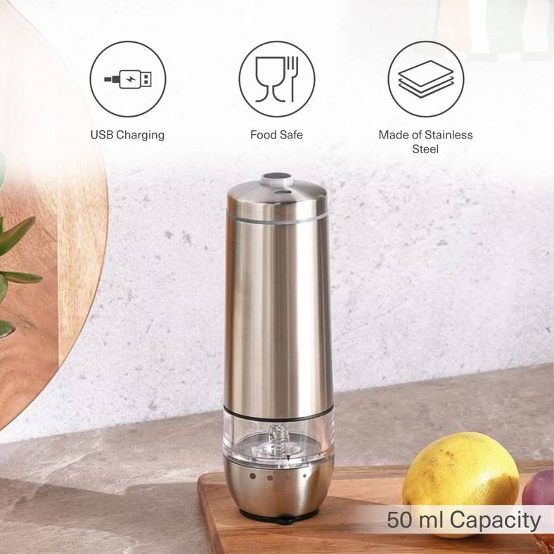 tova rechargeable automatic salt/pepper mill 6.2x6.2x18.8cm -chrome