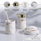 astral 3-piece ceramic bathroom accessories set - gold