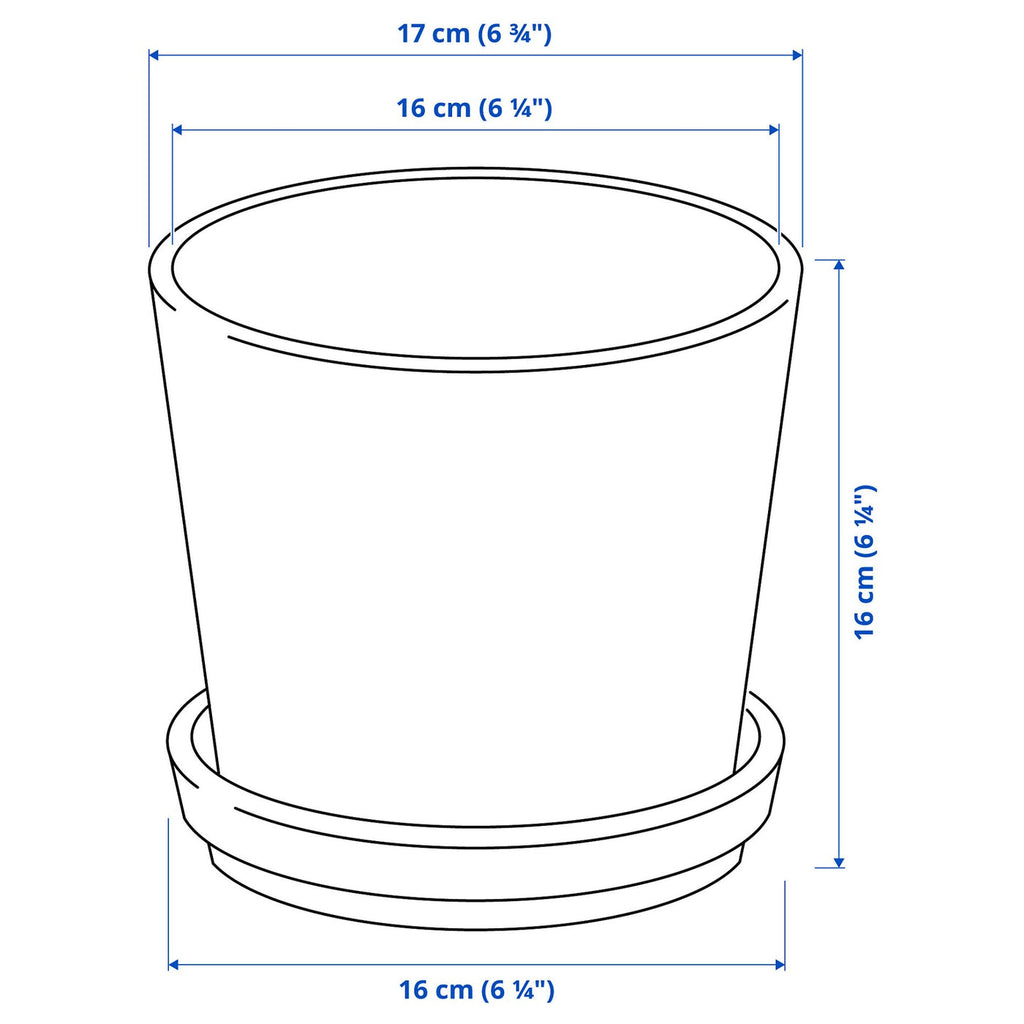 PLANT POT WITH SAUCER , 15 CM