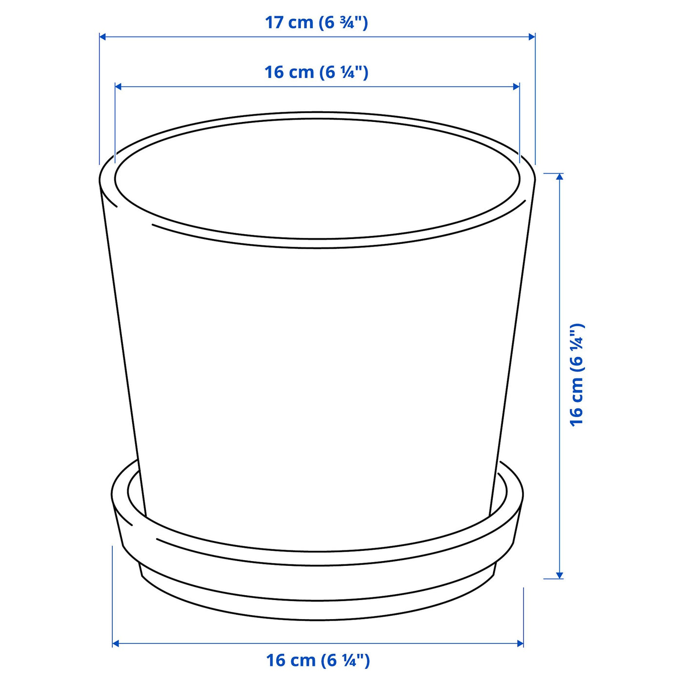 PLANT POT WITH SAUCER , 15 CM