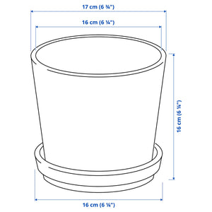 PLANT POT WITH SAUCER , 15 CM