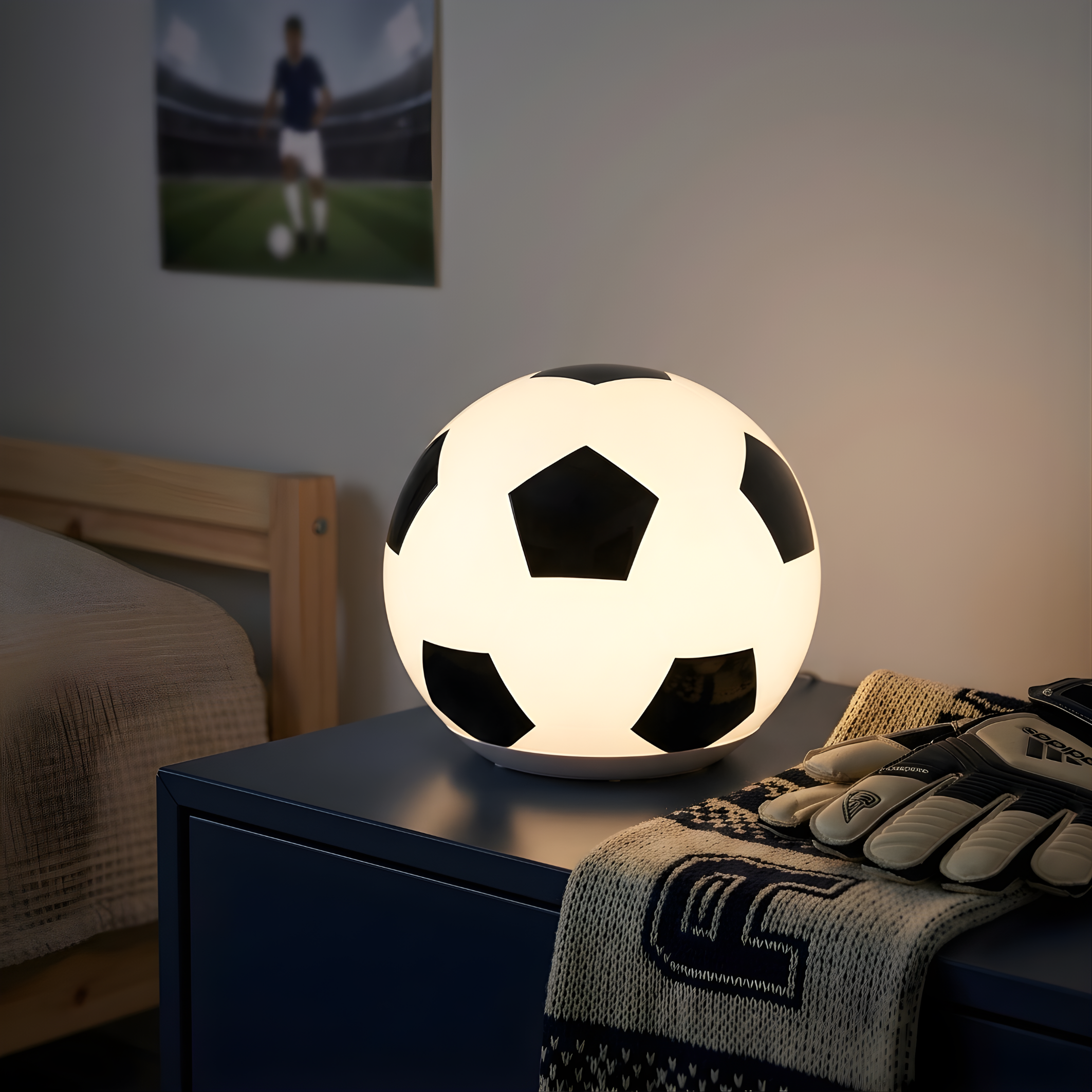 ÄNGARNA LED table lamp, football pattern
