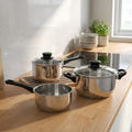 ANNONS. 

5-piece cookware set, glass, stainless steel