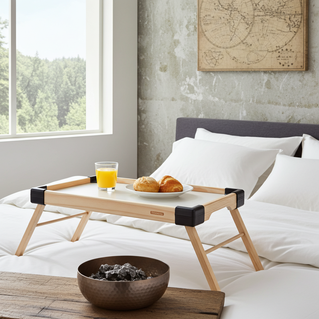 Bed Tray Table with Foldable Legs