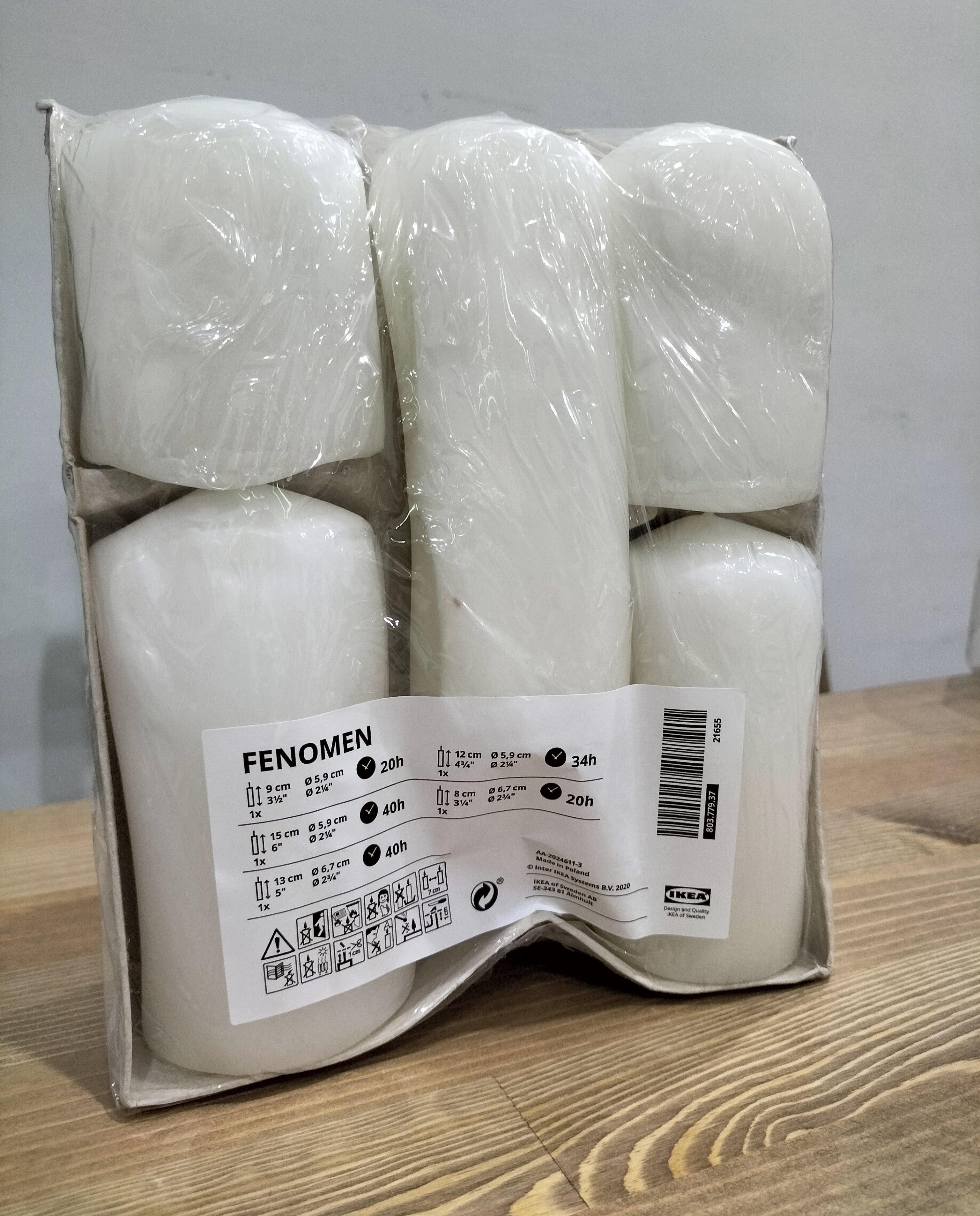 FENOMEN Unscented block candle, set of 5