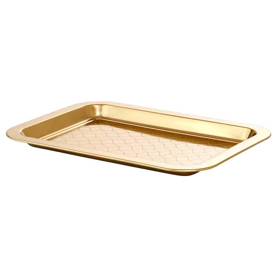 GOKVÄLLÅ Serving tray, metal gold-colour