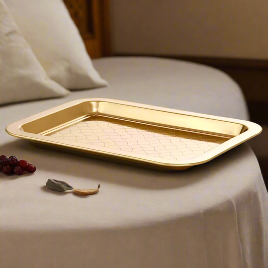 GOKVÄLLÅ Serving tray, metal gold-colour