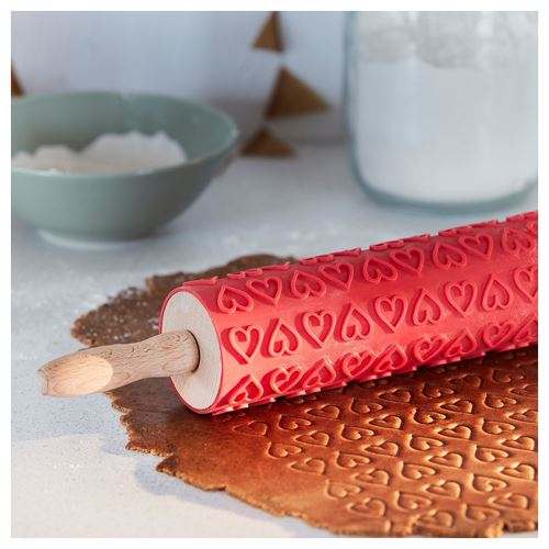 VINTERFINT cover for rolling pin, red/patterned