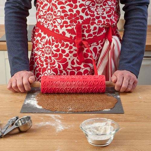 VINTERFINT cover for rolling pin, red/patterned