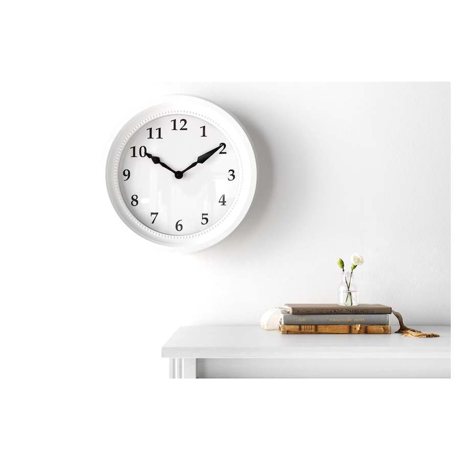 SÖNDRUM Wall clock, low-voltage/white