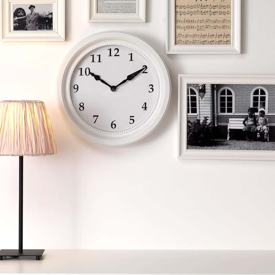 SÖNDRUM Wall clock, low-voltage/white