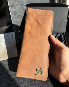 Brown Cheque book + Card combo wallet