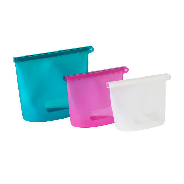 FILFISK 3-piece resealable bag set, multicolour/silicone
