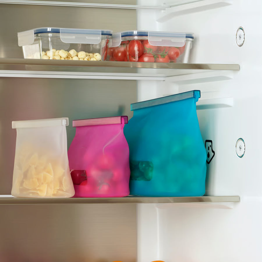 FILFISK 3-piece resealable bag set, multicolour/silicone