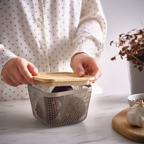 IKEA 365+ Food storage basket with lid, square metal