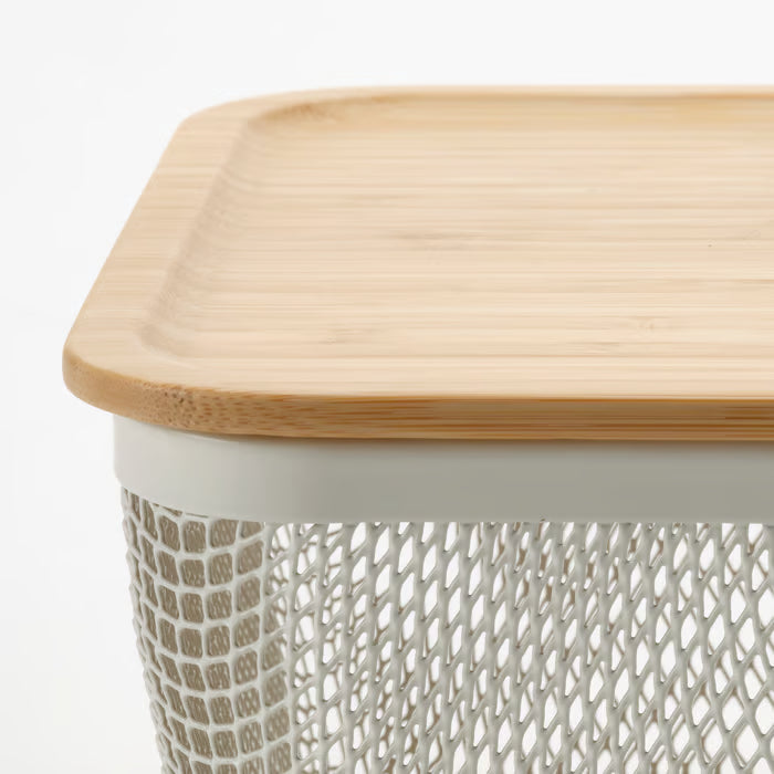 KEA 365+ Food container with lid, rectangular stainless steel/bamboo, 1.0 l
