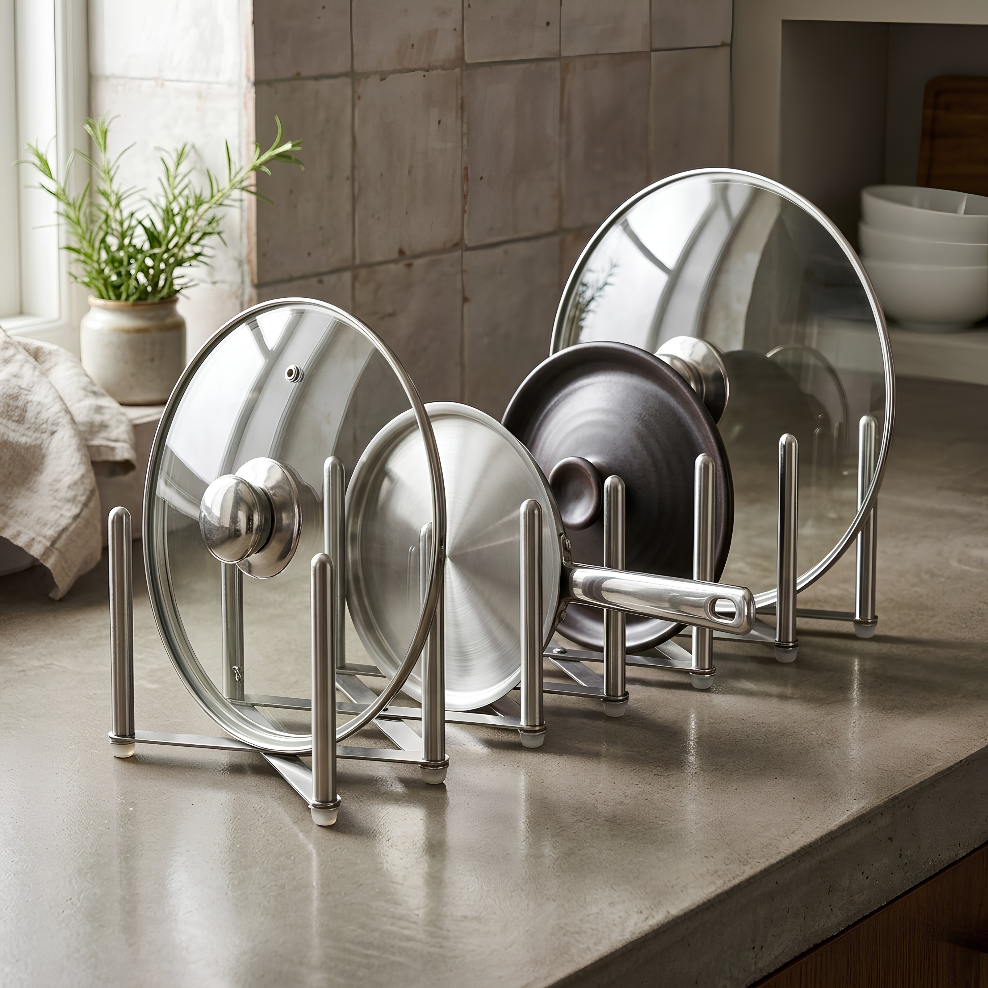 VARIERA  Pot lid organiser, stainless steel