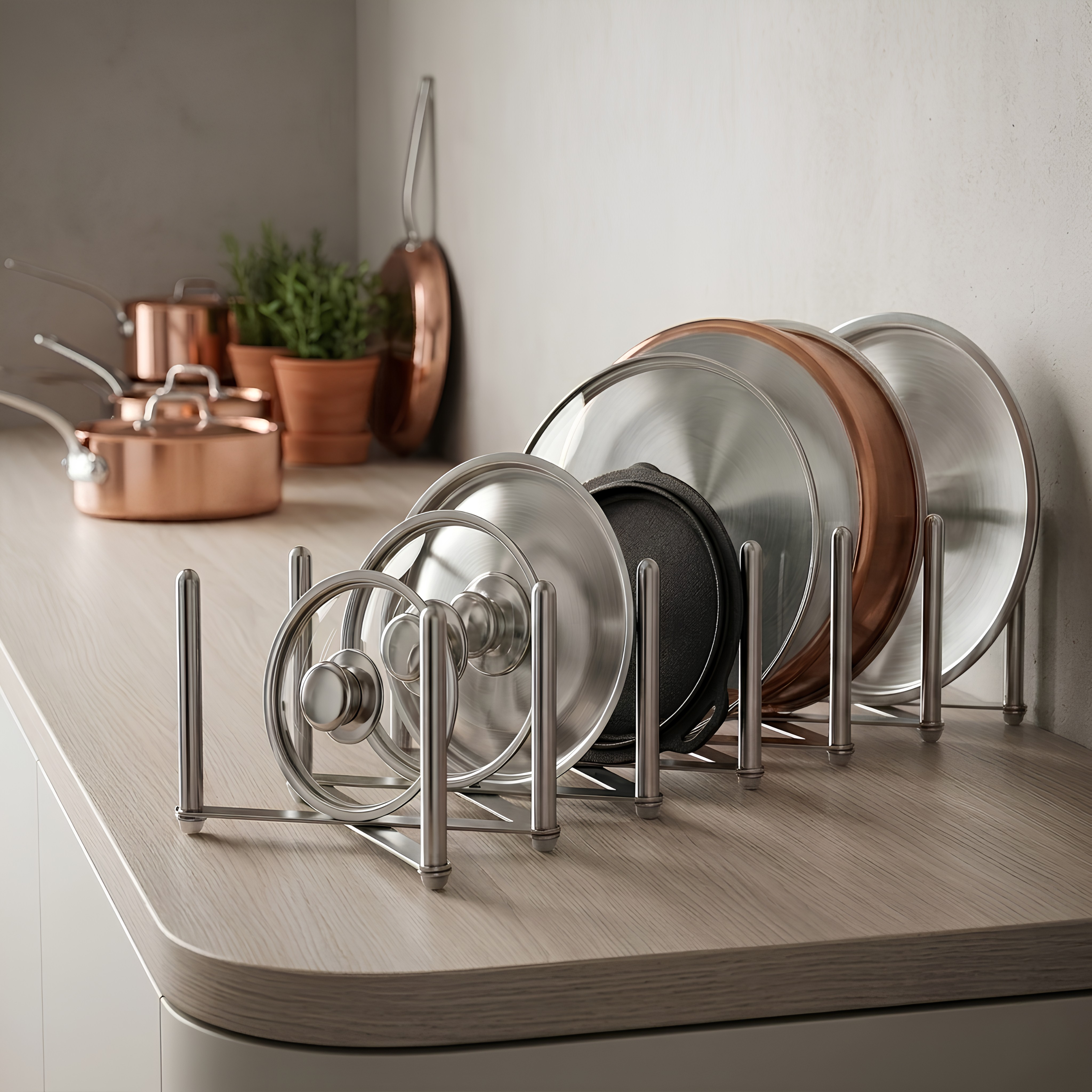 VARIERA  Pot lid organiser, stainless steel