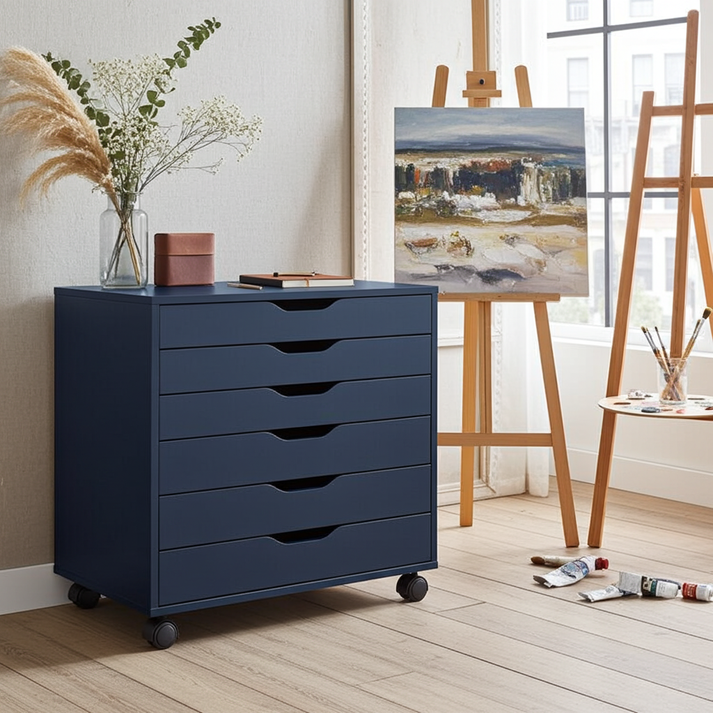 ALEX Drawer unit on castors, blue