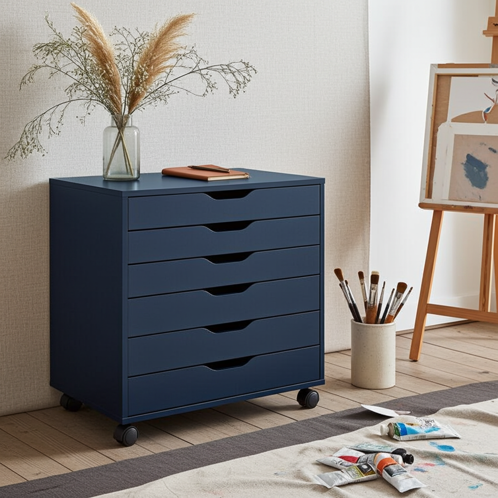 ALEX Drawer unit on castors, blue