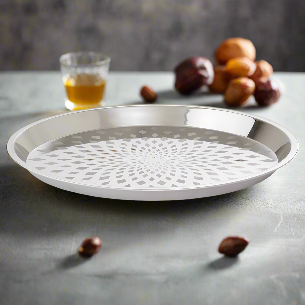 GOKVÄLLÅ Serving tray, metal silver-colour, 36 cm