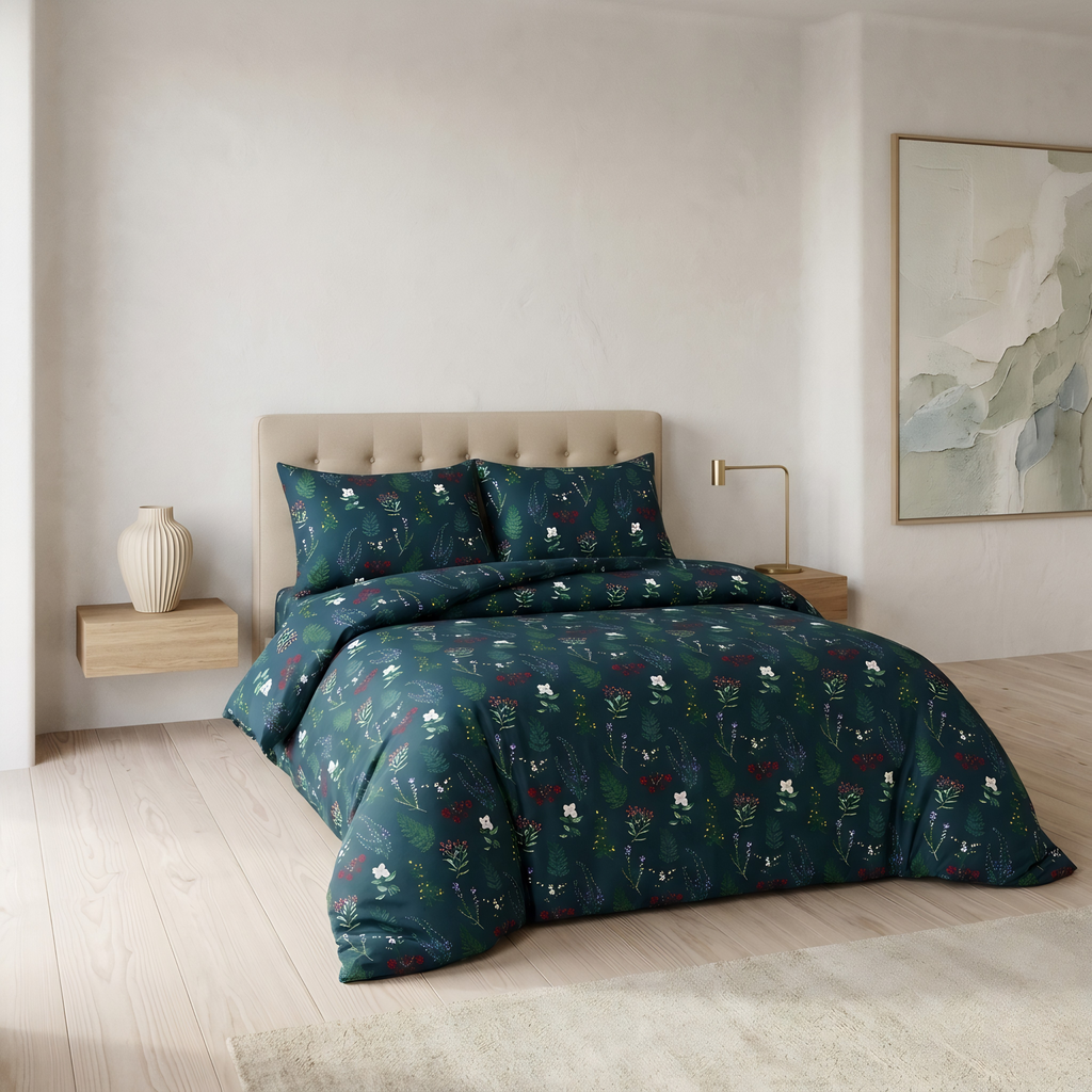 Evening Bloom- Satin Bedsheet