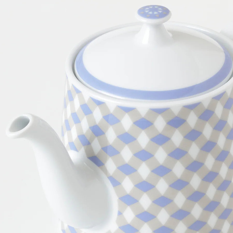 GOKVÄLLÅ Teapot, white/blue, 0.8 l